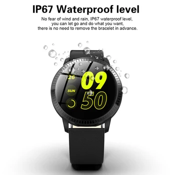 

Bluetooth IP67 Waterproof Heart Rate Blood Pressure Smart Fitness Wristwatch 1.22" Touch Roudn Screen