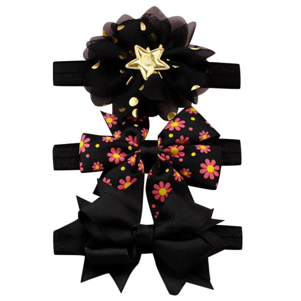 3 шт. эластичные цветочные повязки на голову для девочек|Аксессуары волос| |