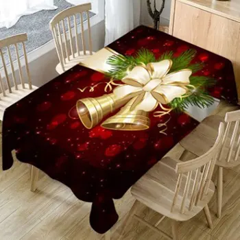 

New Christmas Big Bell Household Rectangular Tablecloth Sika Deer Tea Table Cloth Tablecloth Christmas Table Cartoon