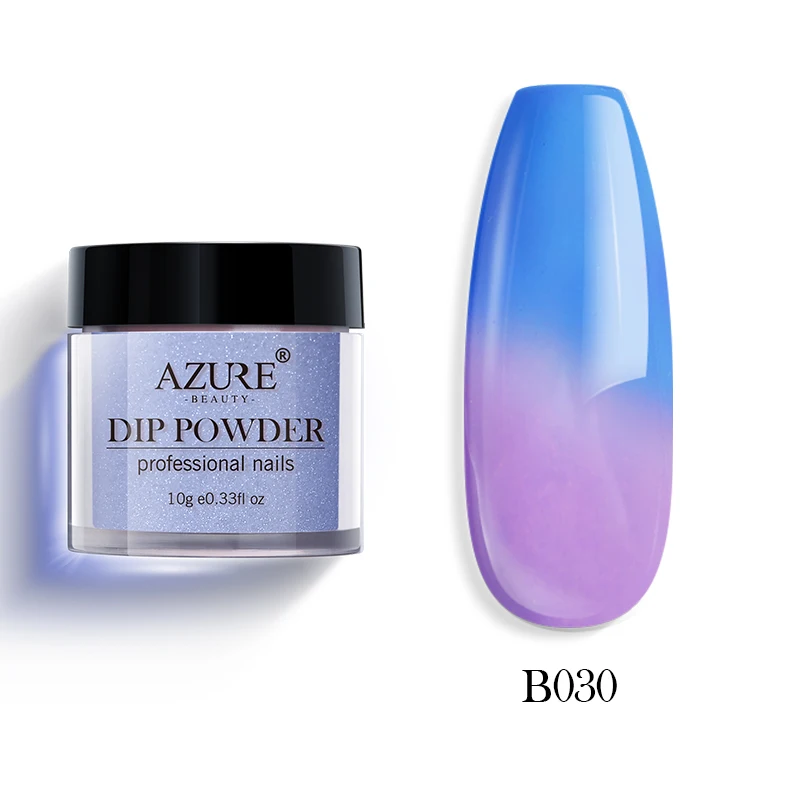 B030 Azure beauty термо Хамелеон погружение пудра Хамелеон дизайн ногтей Dip порошок для ногтей набор натуральный сухой порошок для ногтей - Цвет: B030