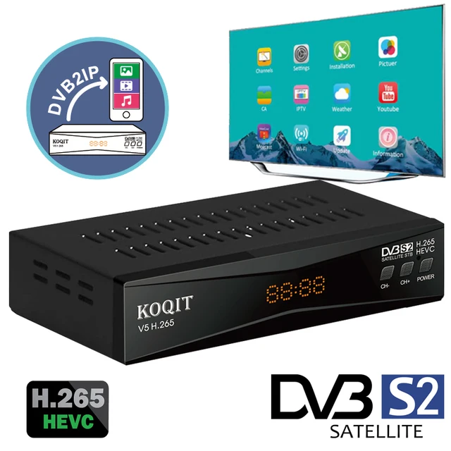 KOQIT V5H DVB2IP Dvb S2 Receptor cs H.265 Satellite Receiver satellite IPTV Decoder T2MI H265 HEVC MeeCast Youtube TV Sat finder 1