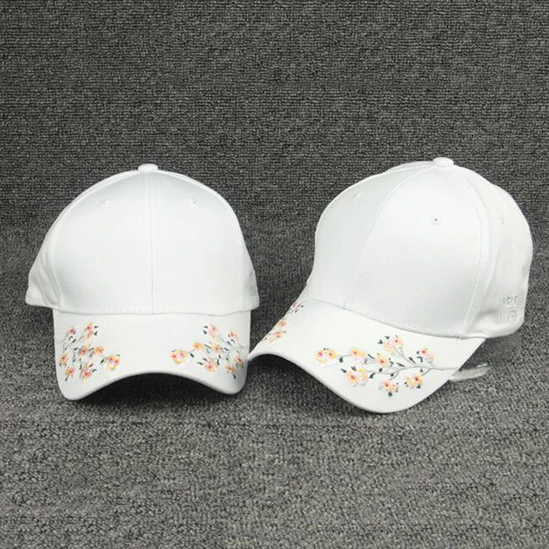 Women Summer Hats Symmetrical Flower Embroidery Built-in insulation Knitted Hats Femme Baseball Cap Adjustable 2 Colors