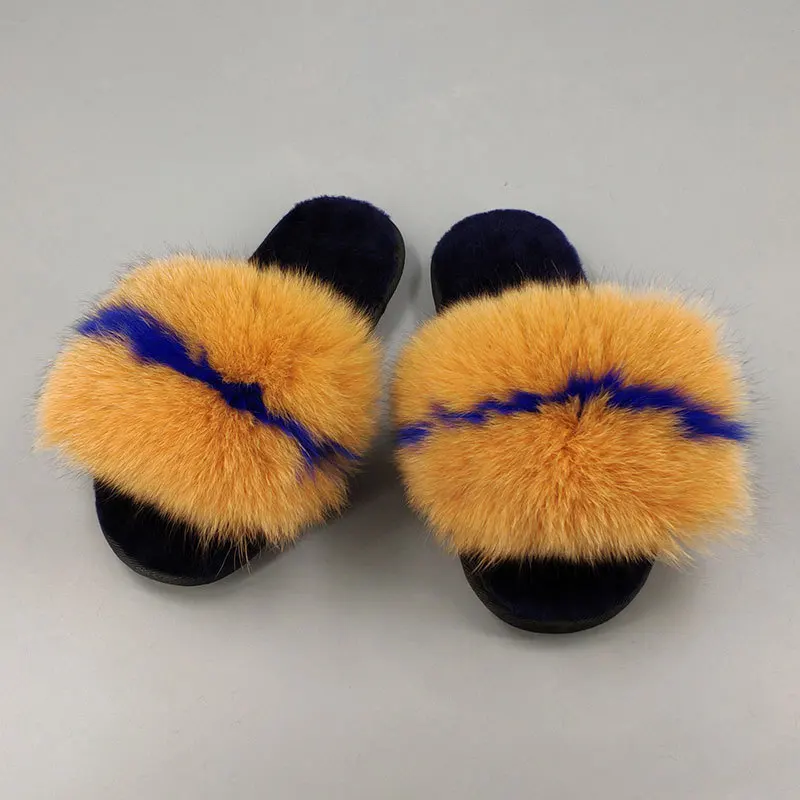 

New Style Winter Sheep Shearing Fur Home Cotton-padded Shoes Anti-slip Thick Warm Soft-Sole Multi-color Fox Fur Slipper