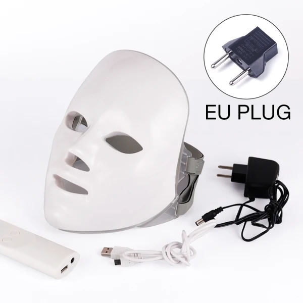 7 цветов Светодиодная терапевтическая маска светильник маска для лица терапия Анти отбеливание акне маска для лица корейский уход за кожей омоложение лица Home SPA - Цвет: EU Plug nobox