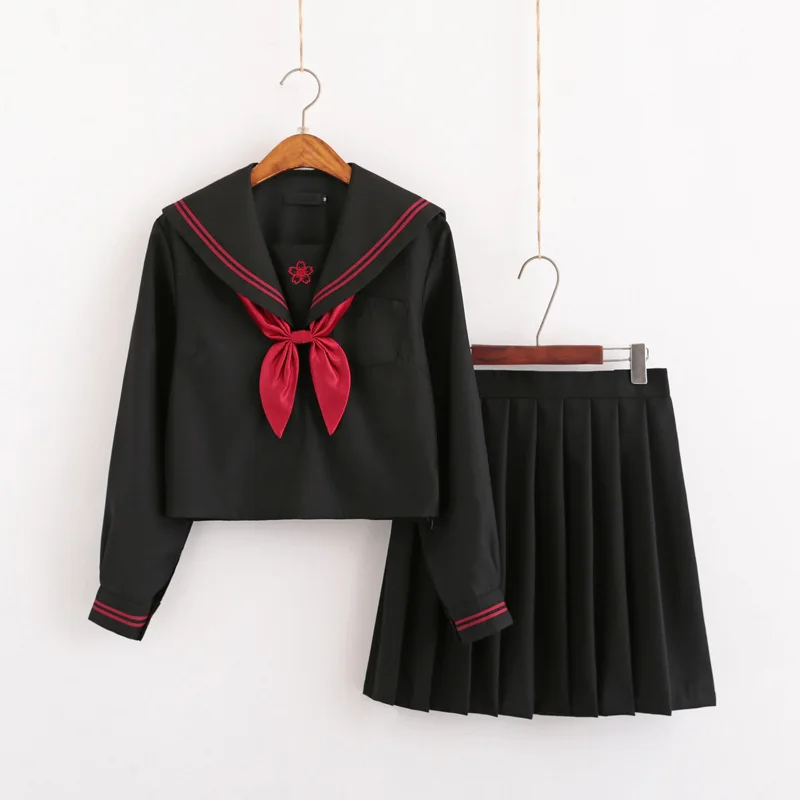 Japanese School Uniform Anime Sailor Suit Embroidery flower Jk Uniforms Students Pleated Skirt Middle Dresses For Grils | Тематическая
