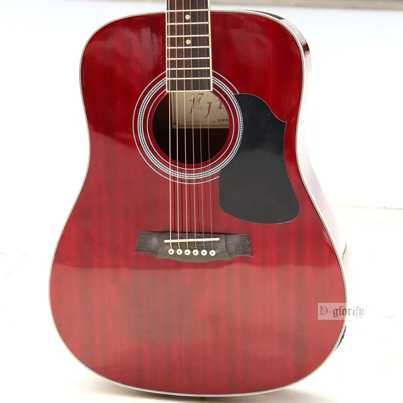 Полностью sapele деревянная электроакустическая гитара 41 дюймов 20 ладов 6 струн глянцевый красный цвет народная гитара для beginer Бесплатные аксессуары
