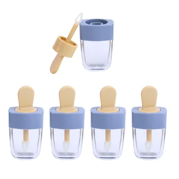 

5 Pieces Empty Lip Gloss Tube Containers Cream Jars DIY Make Up Tool Cosmetic Ice Cream Transparent Lip Balm Refillable Bottle