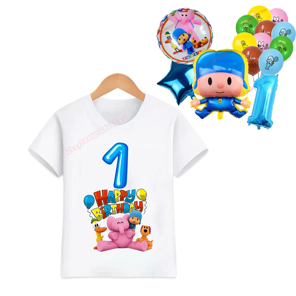 Детская футболка Pocoyo с цифрами на день рождения детская одежда цифровая для