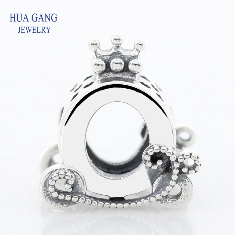 

New 100% 925 Sterling Silver Polished Crown O Carriage Charms Fit Pandor Bracelet Original Sterling Silver Beads for Jewelry