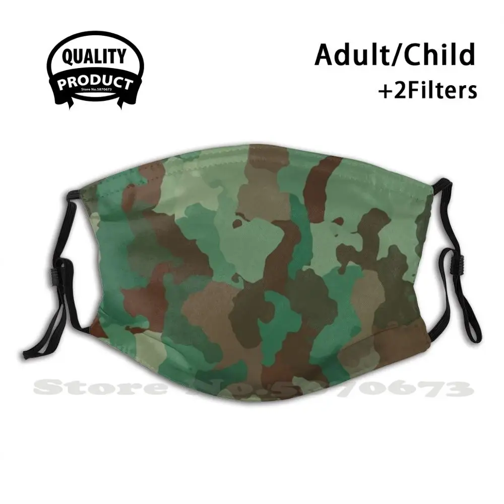 

Jungle Green Retro Reusable Mouth Mask Washable Filter Anti Dust Face Masks Camo Camouflage Green Camo Camo Pattern Camo