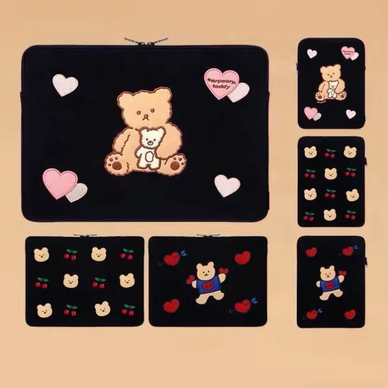 Bolso de mano de dibujos animados para portátil, funda coreana para tableta INS Bear, Mac iPad Pro 9,7 10,5 11 13 pulgadas, bolsa interior para portátil