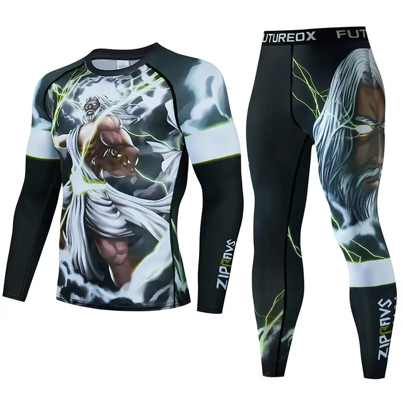 

Мужской спортивный костюм Муай Тай для ММА, кикбоксинга, футболки BJJ Rashguard, спортивный костюм для фитнеса, боксерский костюм для бега 47