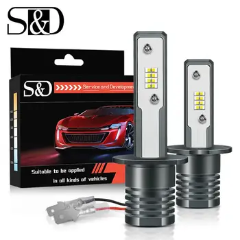 

2Pcs Super Bright H1 H3 LED Bulbs 16 SMD CSP Chips Car Fog Lights Day Driving Running 6000K White Auto Lamps