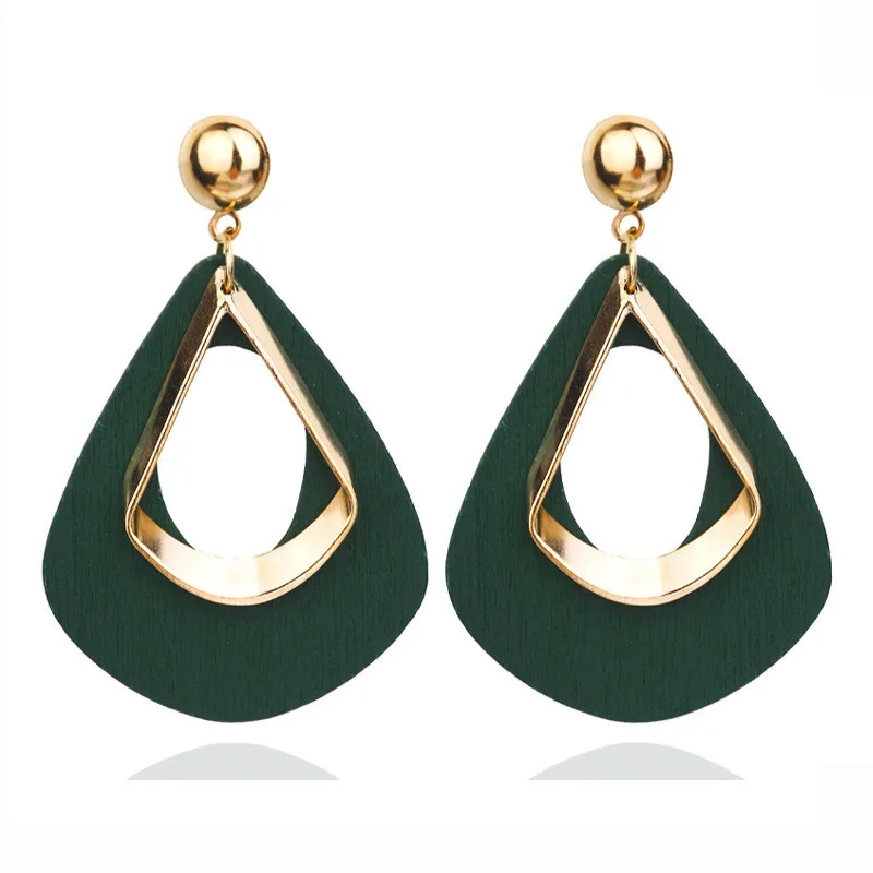 Модные металлические нестандартные деревянные серьги подвески для женщин и