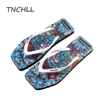 

PVC Summer Casual Fashion Printing Flip Flops Flat Heel Slippers Beach Shoes Flower Non-slip Slippers Women Flip Flops NSE7574