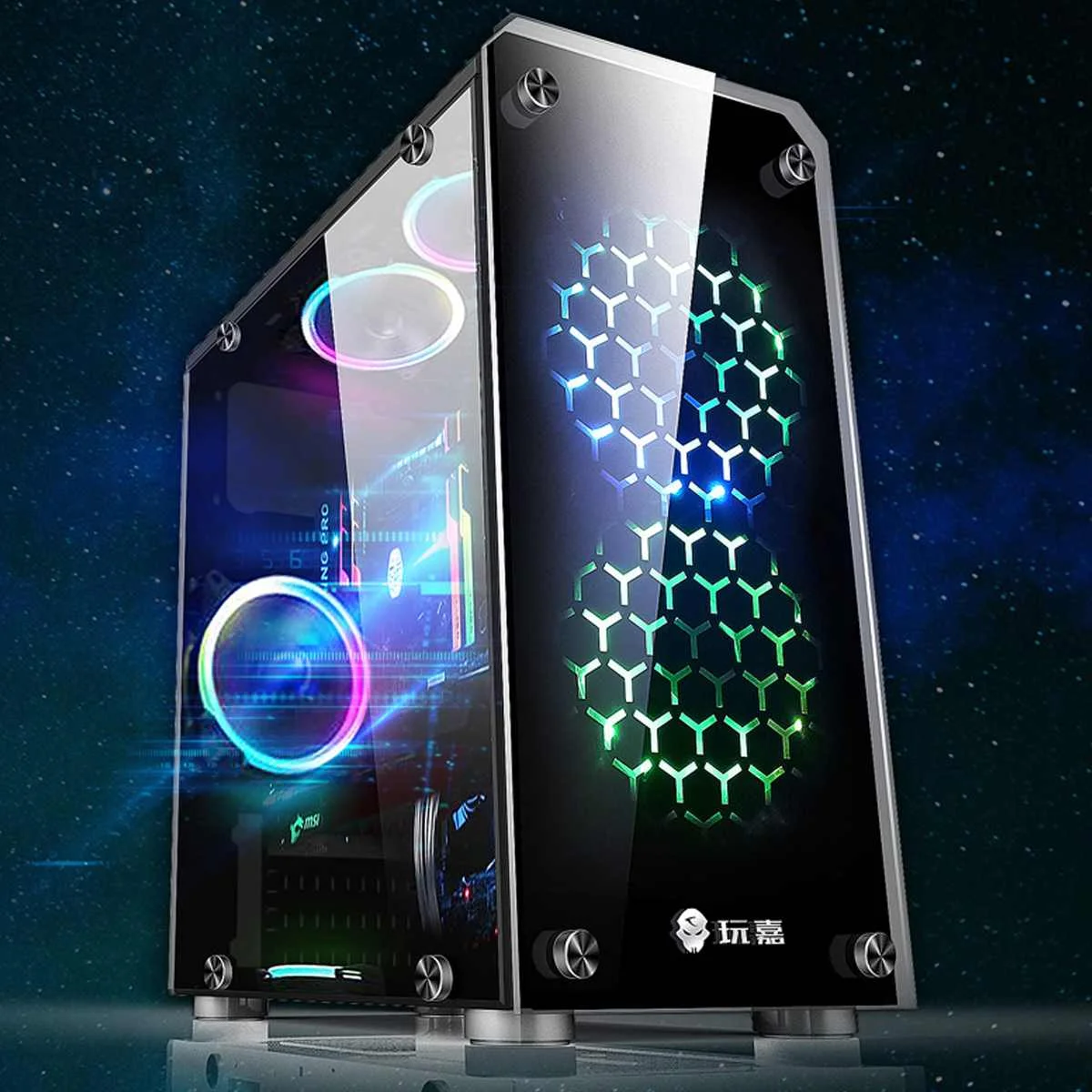 Мини ATX игровой компьютер ПК корпуса башни стеклянная панель настольный компьютер Mainframe полноразмерный прозрачный корпус 386x180x386 мм