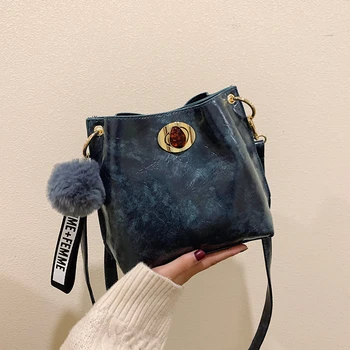 

Fashion Woman Bucket Bag Retro PU Leather Shoulder Bag Letter Luxury Handbags Women Crossbody Bags For Designer Bolsa Feminina