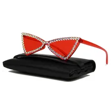 Модные солнцезащитные очки женские яркие цветной "кошачий глаз" солнцезащитные очки Роскошные Алмазные милые маленькие очки для женщин Винтажные Солнцезащитные очки женские UV400