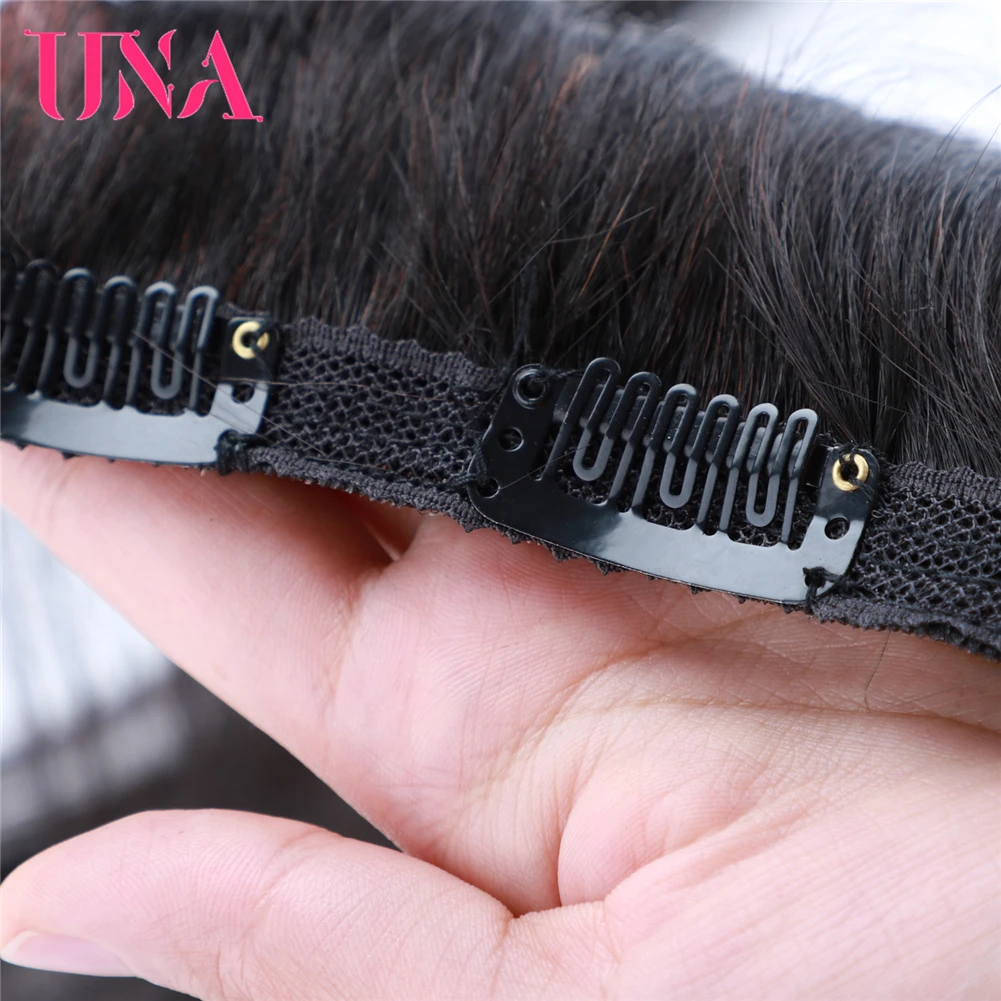 UNA Clip in Hair Extensions 8 Pieces-Brazilian Human Hair Premium Women Straight Double Weft Thick Remy Extensions Clip i