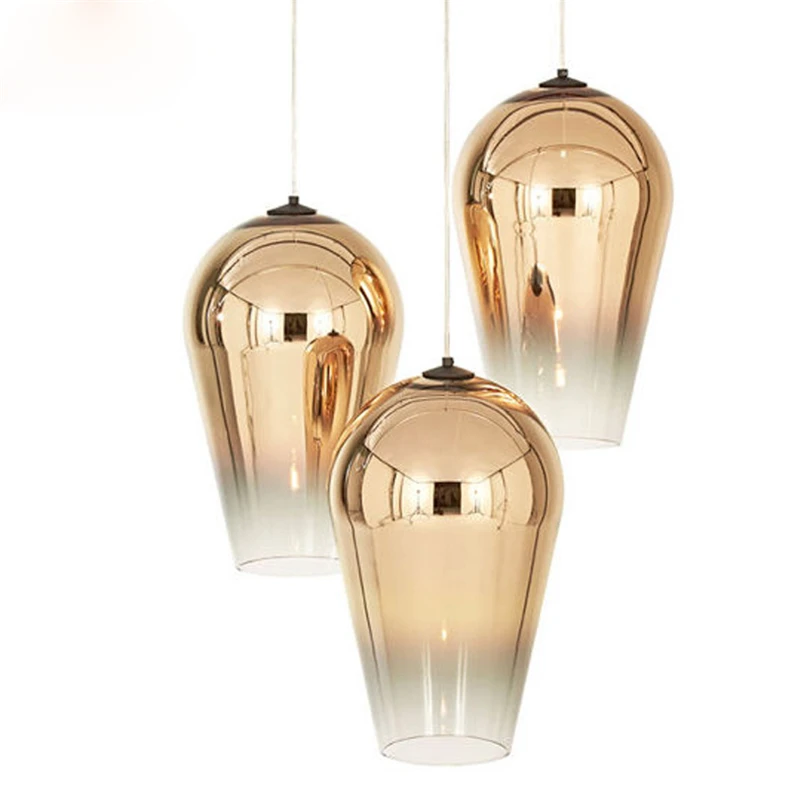 Подвесной светильник из скандинавского стекла Dixon Лофт Декор Гальванизированный градиентный светодиодный подвесной светильник для спальни кухонные подвесные лампы