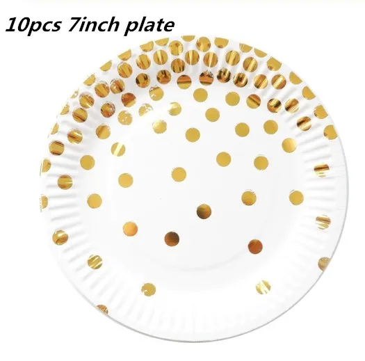 10pcs 7inch plate 20 шт./лот, разноцветные золотые Одноразовые столовые салфетки, 10 шт., тарелка, чашка для ребенка на день рождения, вечерние, свадебные, рождественские украшения на Рамадан - Цвет: 10pcs 7inch plate