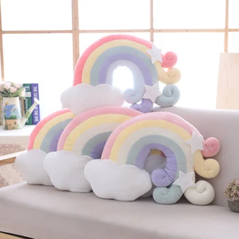 

INS Hot Rainbow Cloud Star Moon Shell Plush Cushion Soft Stuffed Sleeping Toy Pillow Home Decor Cushions Baby Shower Gifts Doll