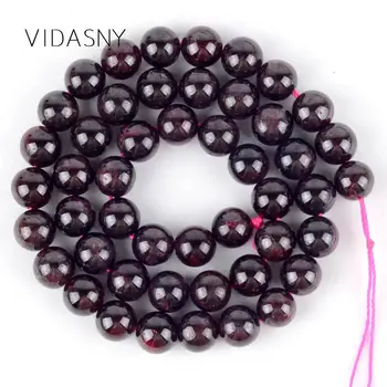 

Natural Round Dark Red Garnet Stone Beads Diy Necklace Accessories 4mm-12mm Spacer Loose Beads For Jewelry Making 15'' Wholesale