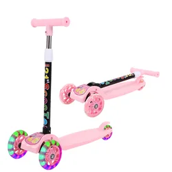 Trottinette pliable à trois roues pour enfants, planche à roulettes clignotante, bébé Scooter Yo yo 