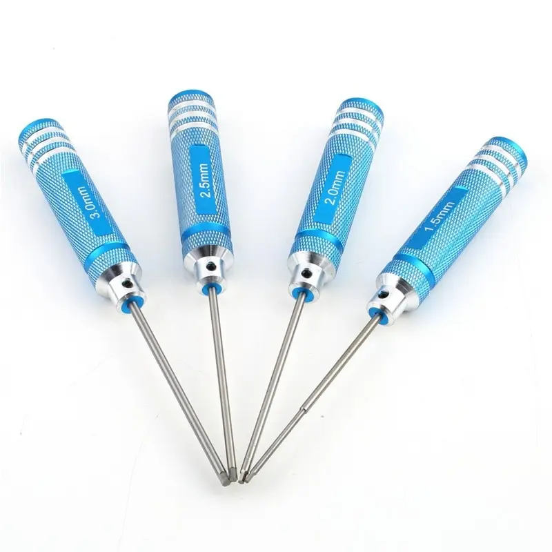 Hot Worldwide 4PCS Hex Screw Driver Tool Kit For RC Helicopter Plane Transmitter Car Blue