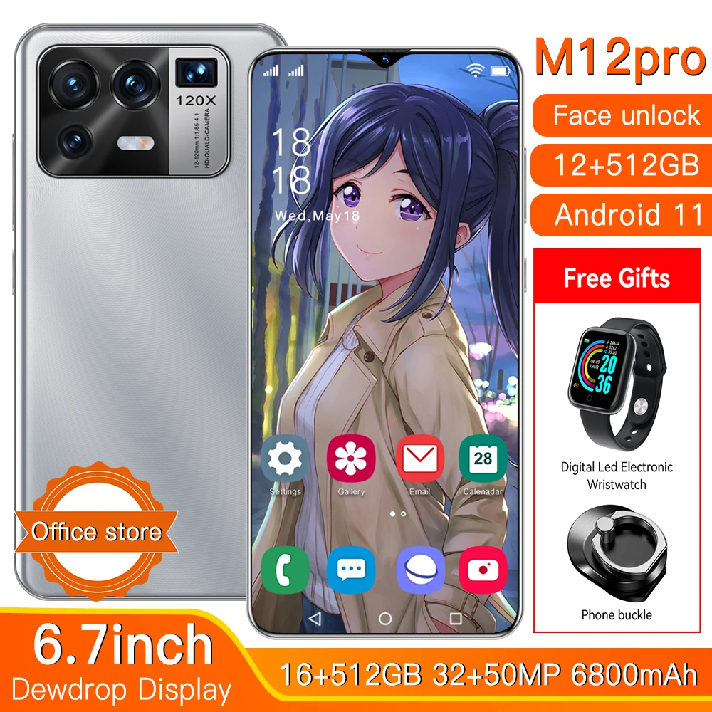 Глобальная версия M12 Pro 6 7-дюймовый смартфон 5G сетевой 12 ГБ 512 большая память 6800 мАч