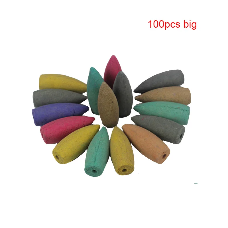 100pcs big cones Керамическая горелка для благовоний с обратным потоком, держатель для рук монаха Будды, большая башня, курильница, конусы для благовоний, дым, дропшиппинг - Цвет: 100pcs big cones
