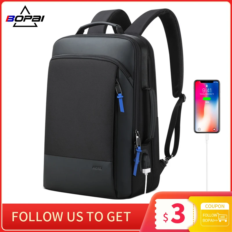 Best Offers Men Backpack Laptop Weekend-Work Travel Anti-Theft BOPAI Male Waterproof Expandable Jajm7W1B