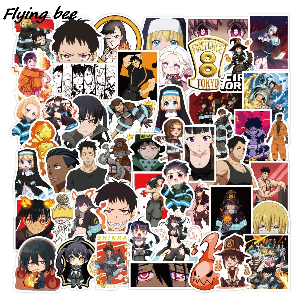 

Flyingbee 50 Pcs Anime Fire Brigade Brave Fireman Sticker Waterproof Suitcase Notebook Scooter Refrigerator Cup Sticker X1111