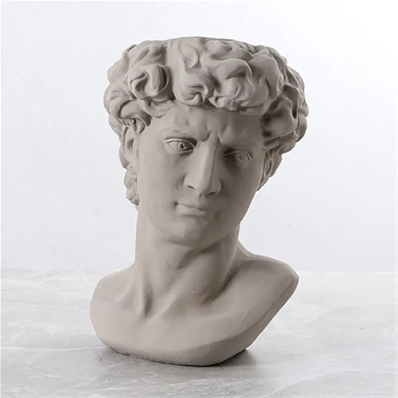 Michelangelo Buonarroti Давид головные портреты цементный цветочный горшок творческий Кофейня Цветочная композиция ваза с ораментами X2519 - Цвет: Светло-серый