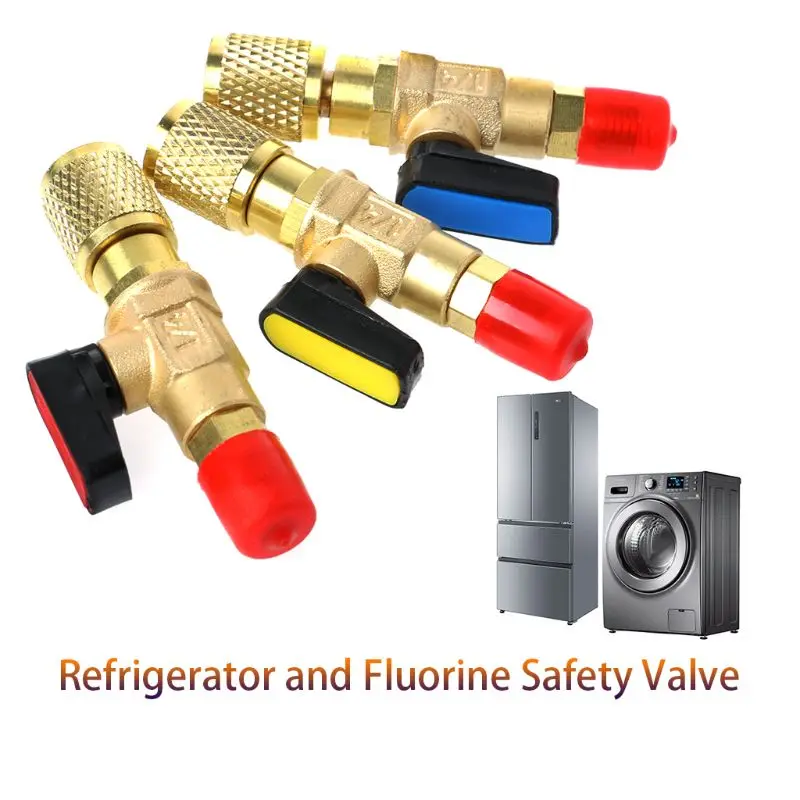 Refrigerant and Flourine Safety Valve, 1/4" Male To 1/4" Female SAE-R22 Refrigerant Straight Ball Valve AC Charging
