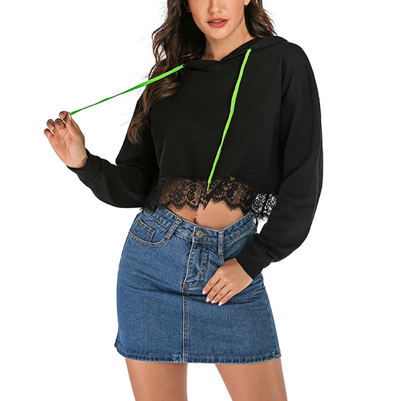 Women's Sweatshirts Coat Twice Autumn Winter New Loose Hooded Pullover Splice Lace Clothes Women Hoodies New Women's Sweatshirts Coat Twice Autumn Winter New Loose Hooded Pullover Splice Lace Clothes Women Hoodies New