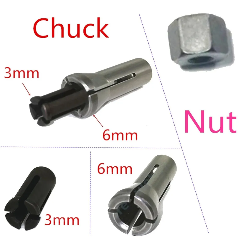 

Metal Collet Chuck 3mm 6mm Collet Nut Replace For GD0600 906 763620-8 763627-4 GD0603 GD0601 Collet Nut Power Tool Accessories