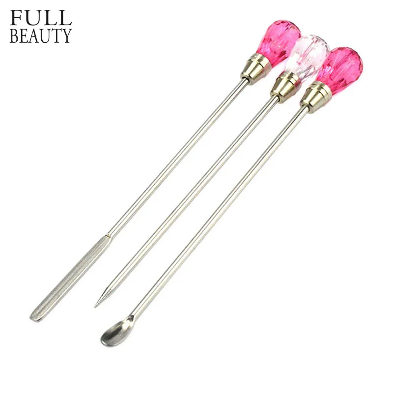 3PCS Nail Art Stirring Rod Tools Stainless Steel Acrylic Powder Liquid Gel Spoon Spatula Pin Dotting Pen Manicure CH320 | Красота и