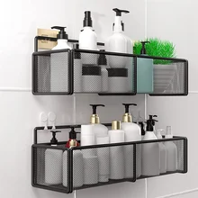 Shower Caddy Shelf Accessories Modern Matte Black White Bathroom Corner Shelves Kitchen Wall Shelf Shower Shampoo Storage Rack