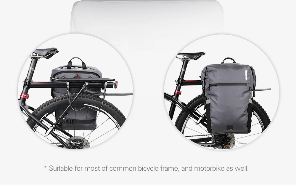 Rhinowalk Fahrrad-Seitentasche 24L Fahrradgepäckträgertasche Wasserdichter Fahrradrucksack mit Regenschutz Große Kapazität Schultertasche – Detail 11