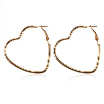 

Simple Cute Hollow Big Heart-shaped Round Earrings for Women Metal Gold/silvery Romantic Earrings Ladies Fashion Jewelry