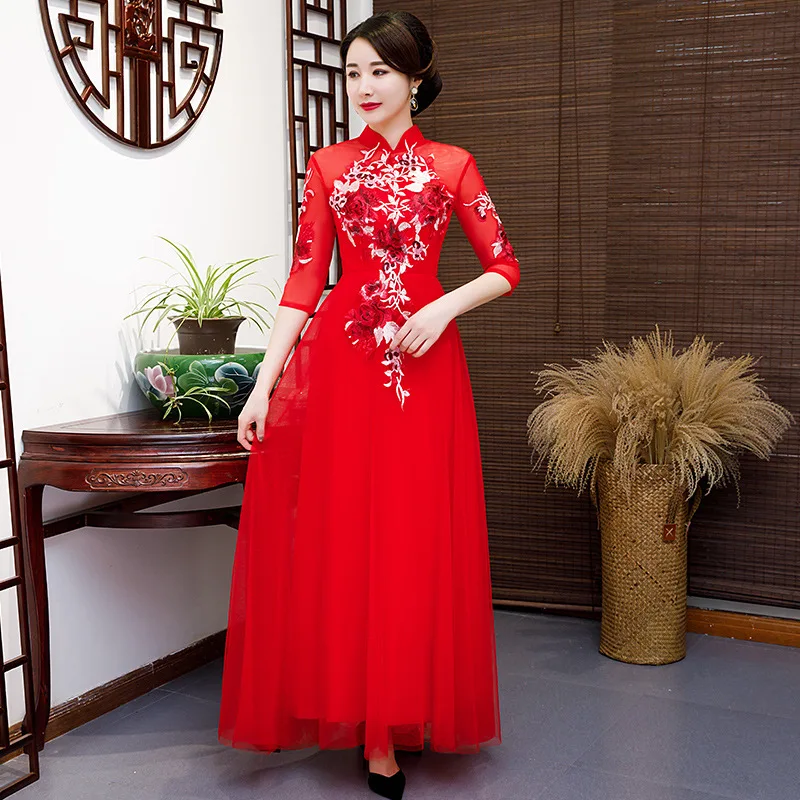 novita-abbigliamento-donna-moda-fluffy-qipao-wedding-evening-party-stage-show-dress-chinese-retro-red-ricamo-cheongsam