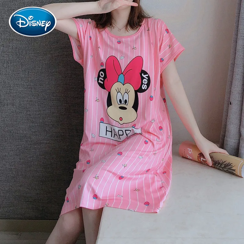 Cartoon Mouse Minnie Print Night Dress New Women Disney Nightgown
