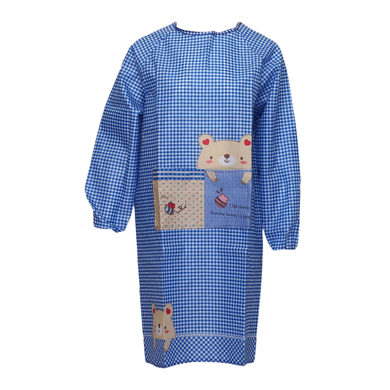 Women Kitchen Cooking Apron Long-sleeved Apron Oil-proof Waterproof Gown Adult Home Cleaning Overalls With Pockets