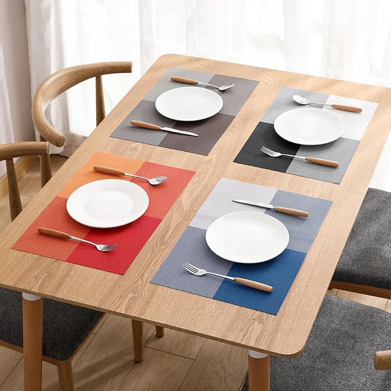

Kitchen Placemat Rectangular western Table Mat Waterproof And Non-slip Pvc Dining Table Mat Disc Pads Bowl Pad Coasters Table
