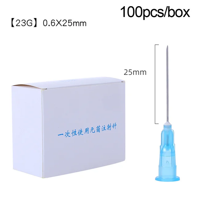 100pcs Painless small needle painless beauty ultrafine 32G 30G 26G 23G 18G 16G syringes Korean Needles Eyelid Tools Blue