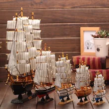 Деревянная модель корабля Морской Декор дома ремесленные фигурки миниатюры морской синий деревянные парусные корабль деревянная лодка Украшения