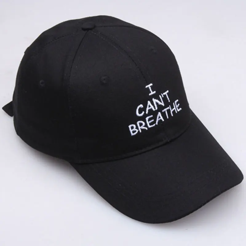 

I Can't Breathe Baseball Caps Sunhat Sports Sunscreen Creative Casual Embroidery Hats Inscription Adjustable Caps Black Color