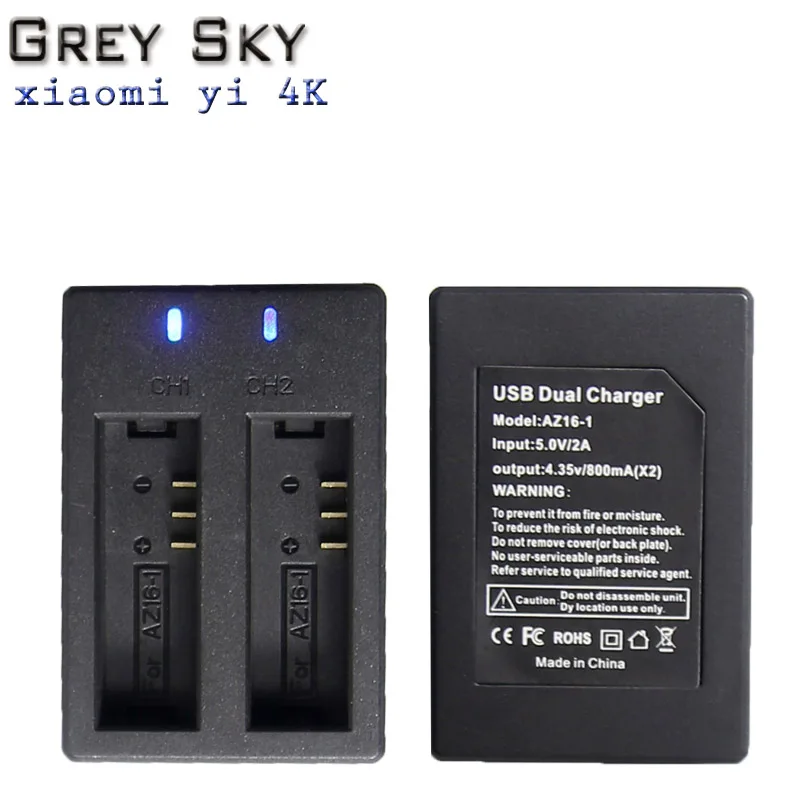 1 charger Для Xiaomi Yi 4K 4K+ Yi lite, 1400Mah 2 шт батарея+ Xiao Yi 2 двойной зарядное устройство для спорта Yi 4K Аксессуары для экшн-камеры - Цвет: 1 charger