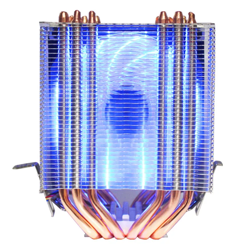 3/4PIN RGB светодиодный Процессор кулер 6-Heatpipe двойная башня 12V 9 см охлаждения радиатора для LGA 1150/1151/1155/1156/775/1366 AMD 2011 - Цвет лезвия: Синий